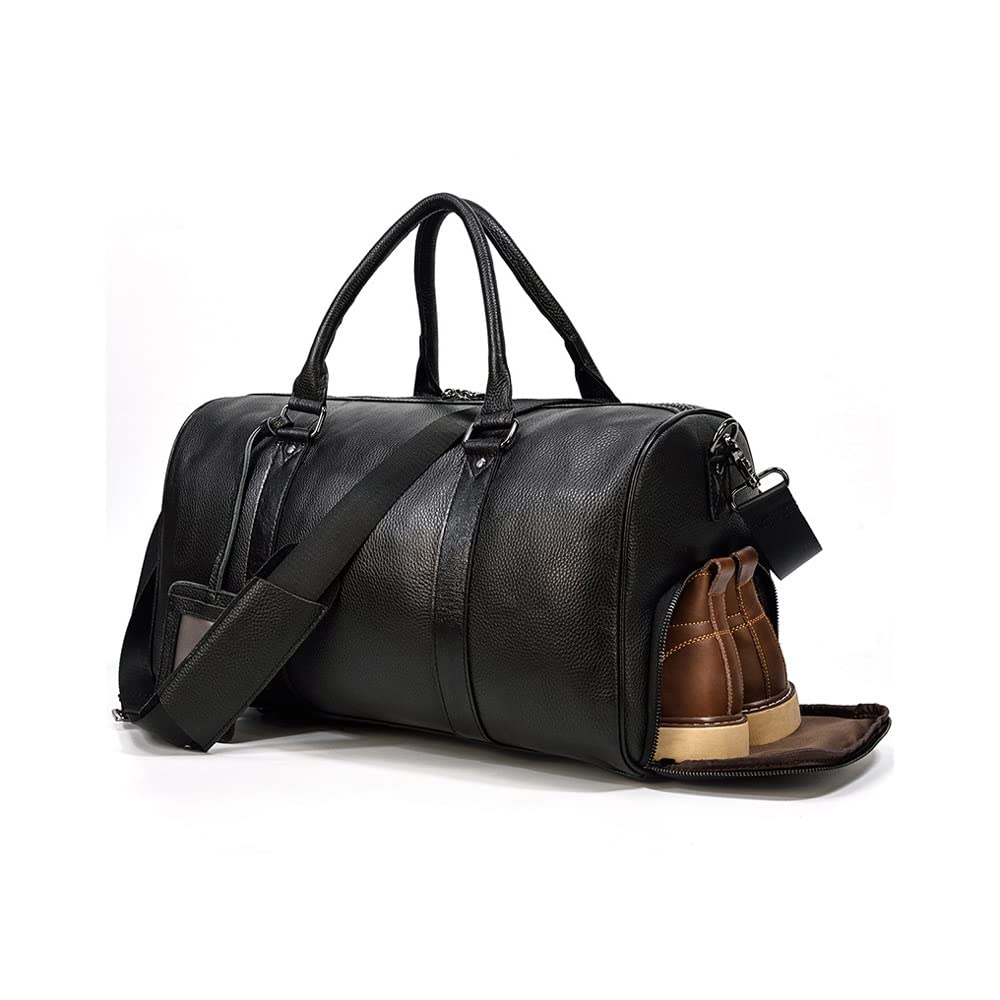 Large Leather Weekender Travel Duffel Bag