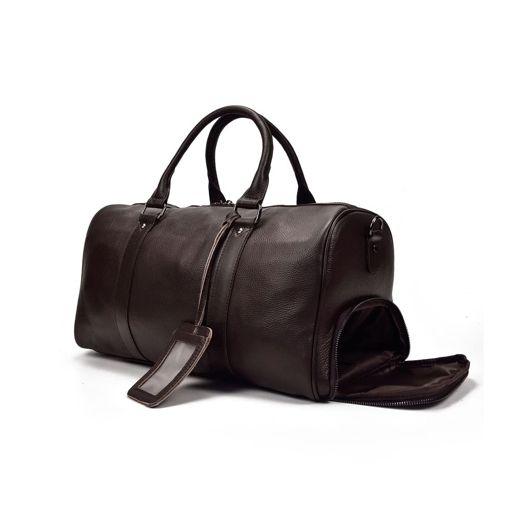 Large Leather Weekender Travel Duffel Bag