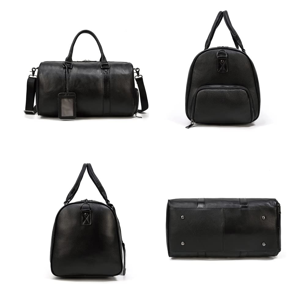 Large Leather Weekender Travel Duffel Bag