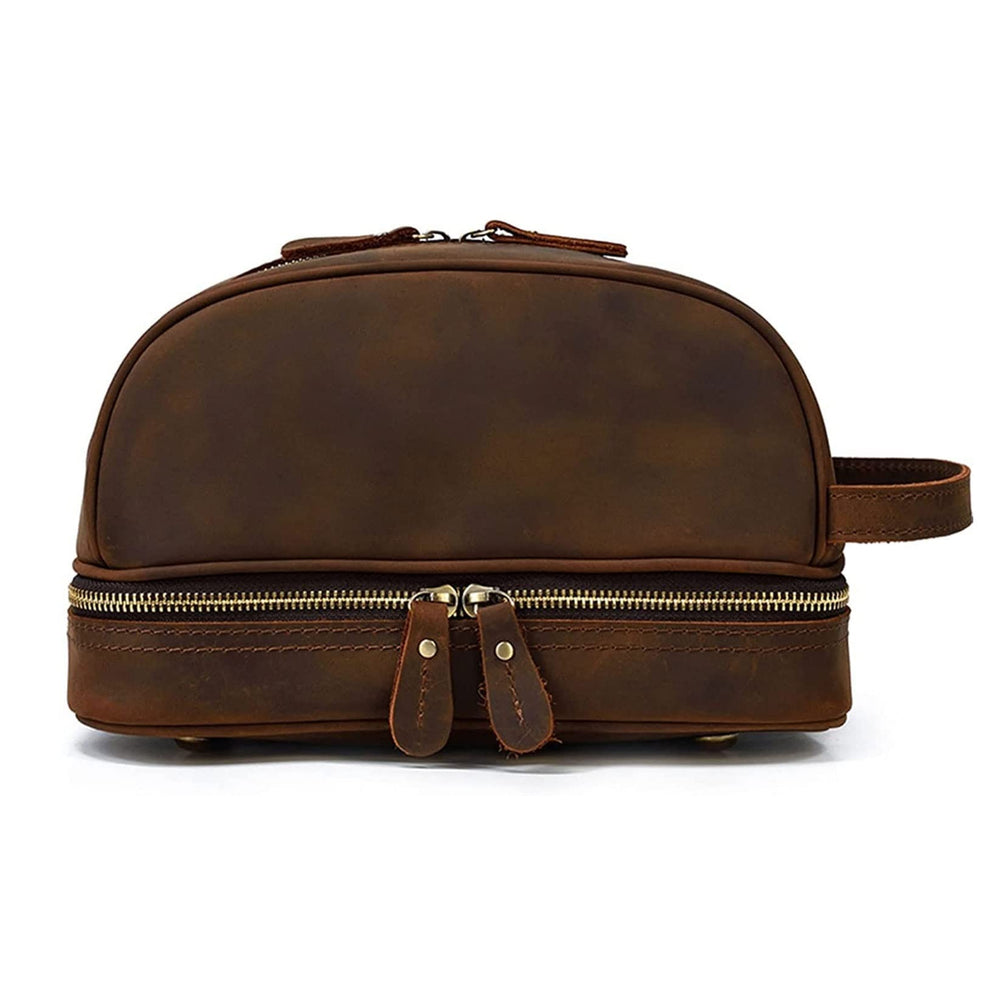 Leather Water-Resistant Travel Toiletry Bag