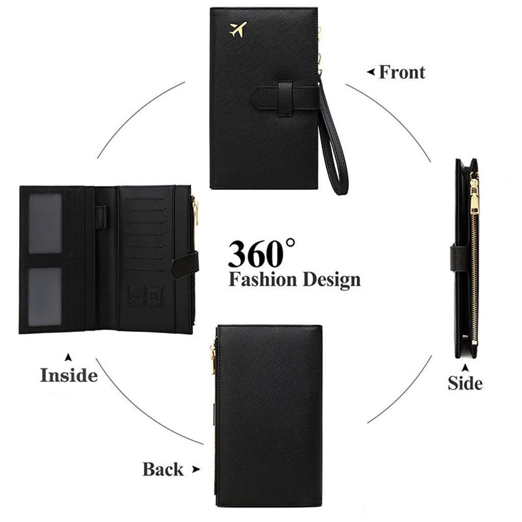 RFID Leather Family Passport & Travel Document Organizer