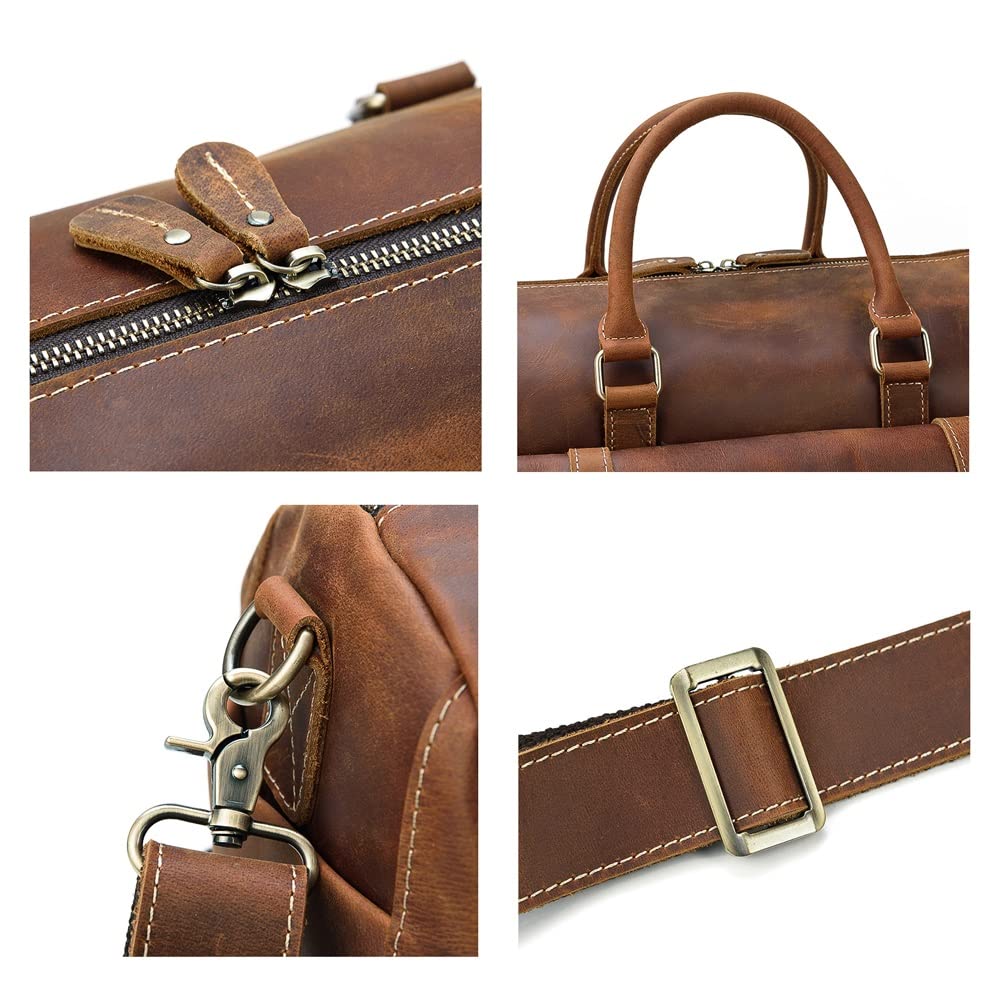 Handmade Leather Travel Duffel Bag