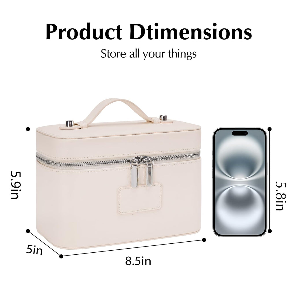 Leather Travel Makeup Case with Removable Divider