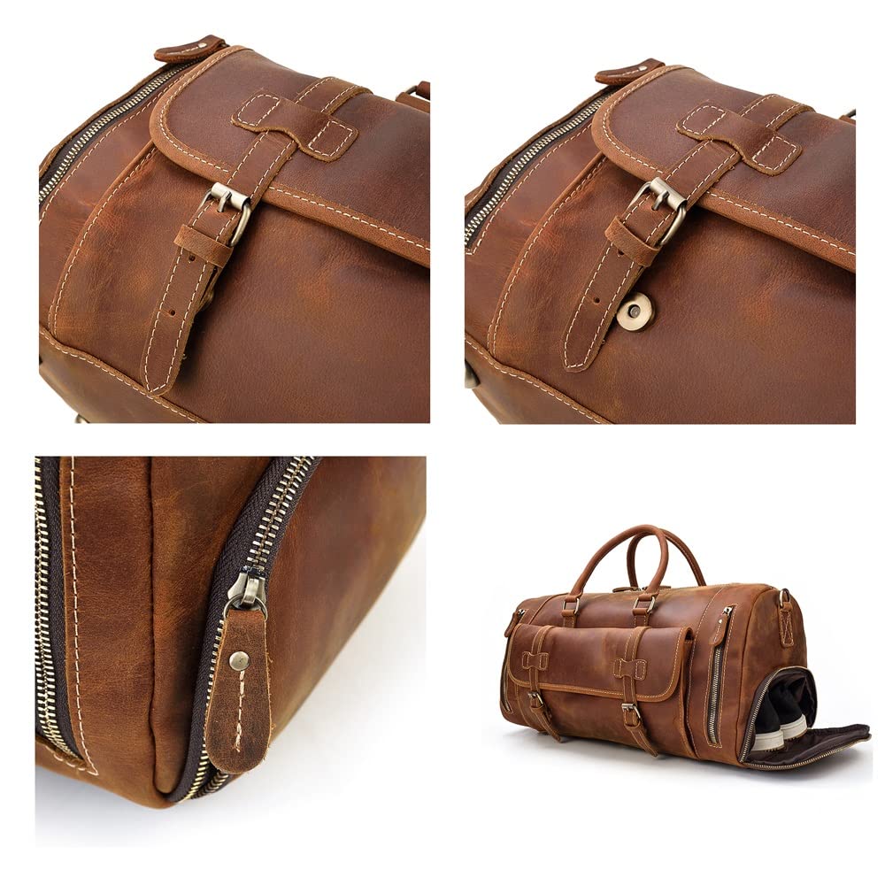 Handmade Leather Travel Duffel Bag