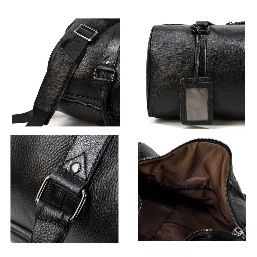 Large Leather Weekender Travel Duffel Bag