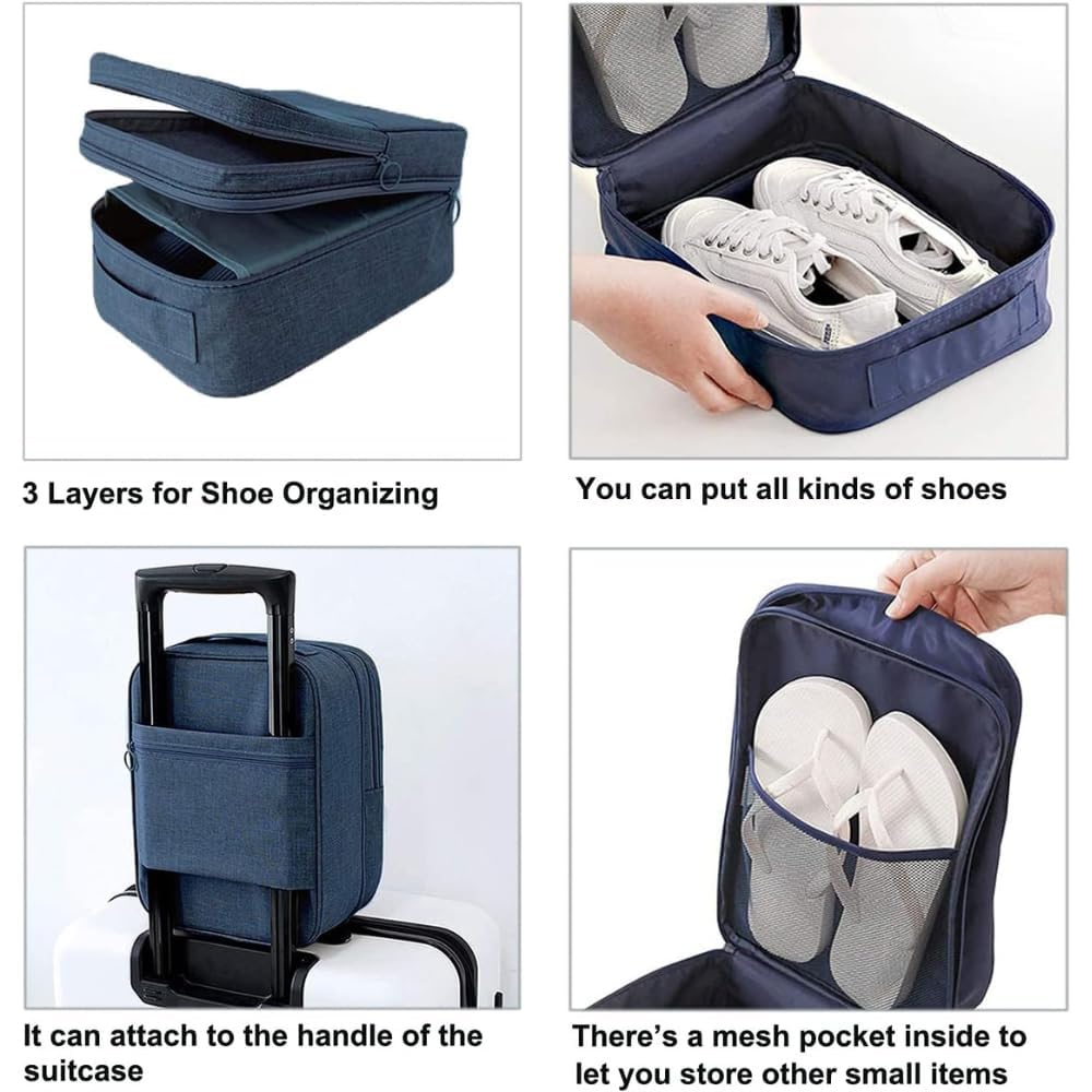 Waterproof Travel Shoe Organizer Bag for 3 Pairs