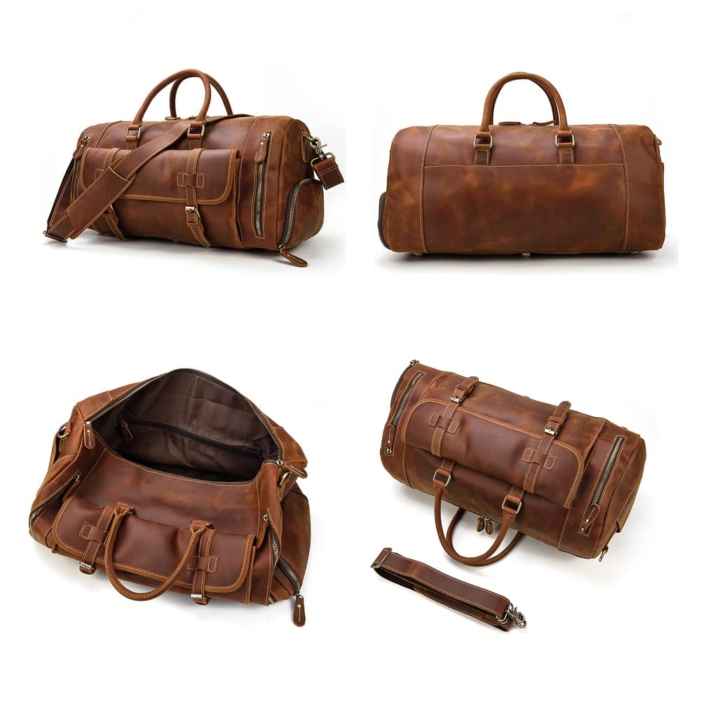 Handmade Leather Travel Duffel Bag