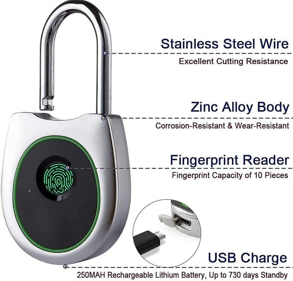 USB Rechargeable Fingerprint Padlock