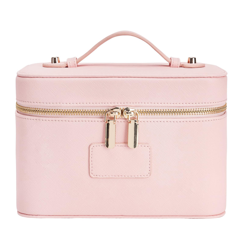 Leather Travel Makeup Case with Removable Divider