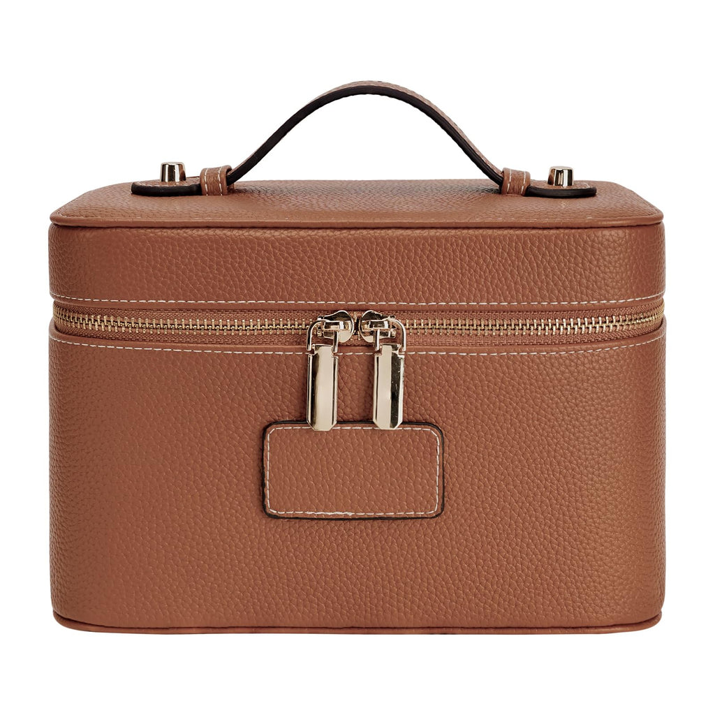 Leather Travel Makeup Case with Removable Divider