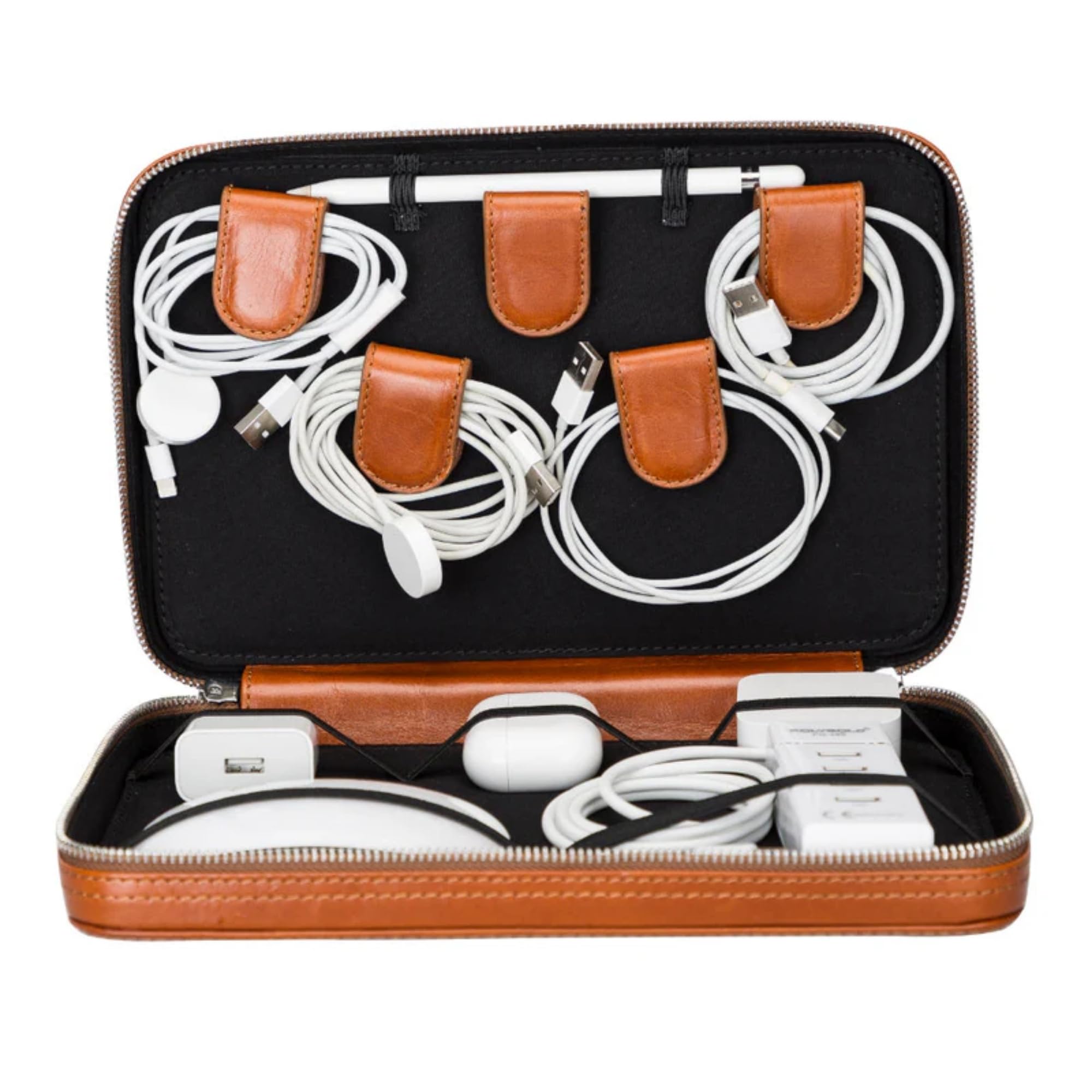 Handmade Full-Grain Leather Cable Organizer Bag