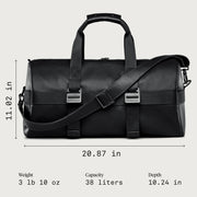 38L Leather Weekender Duffel Bag with Yoga Mat Straps