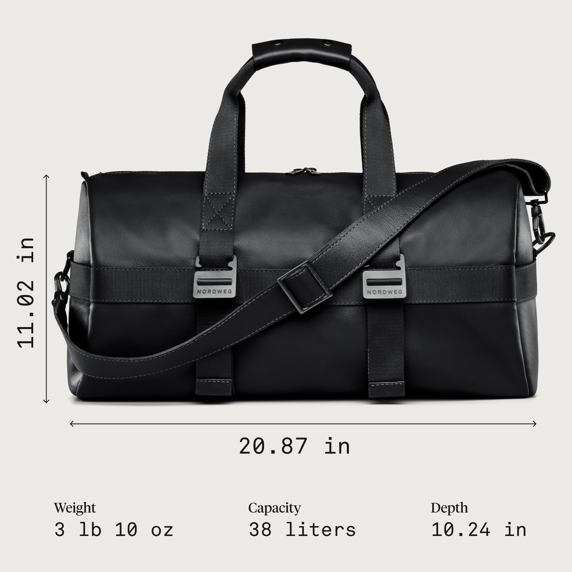 38L Leather Weekender Duffel Bag with Yoga Mat Straps