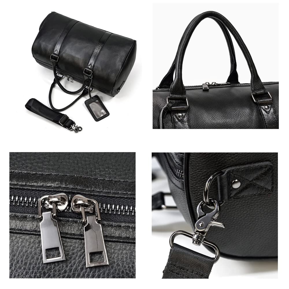 Large Leather Weekender Travel Duffel Bag