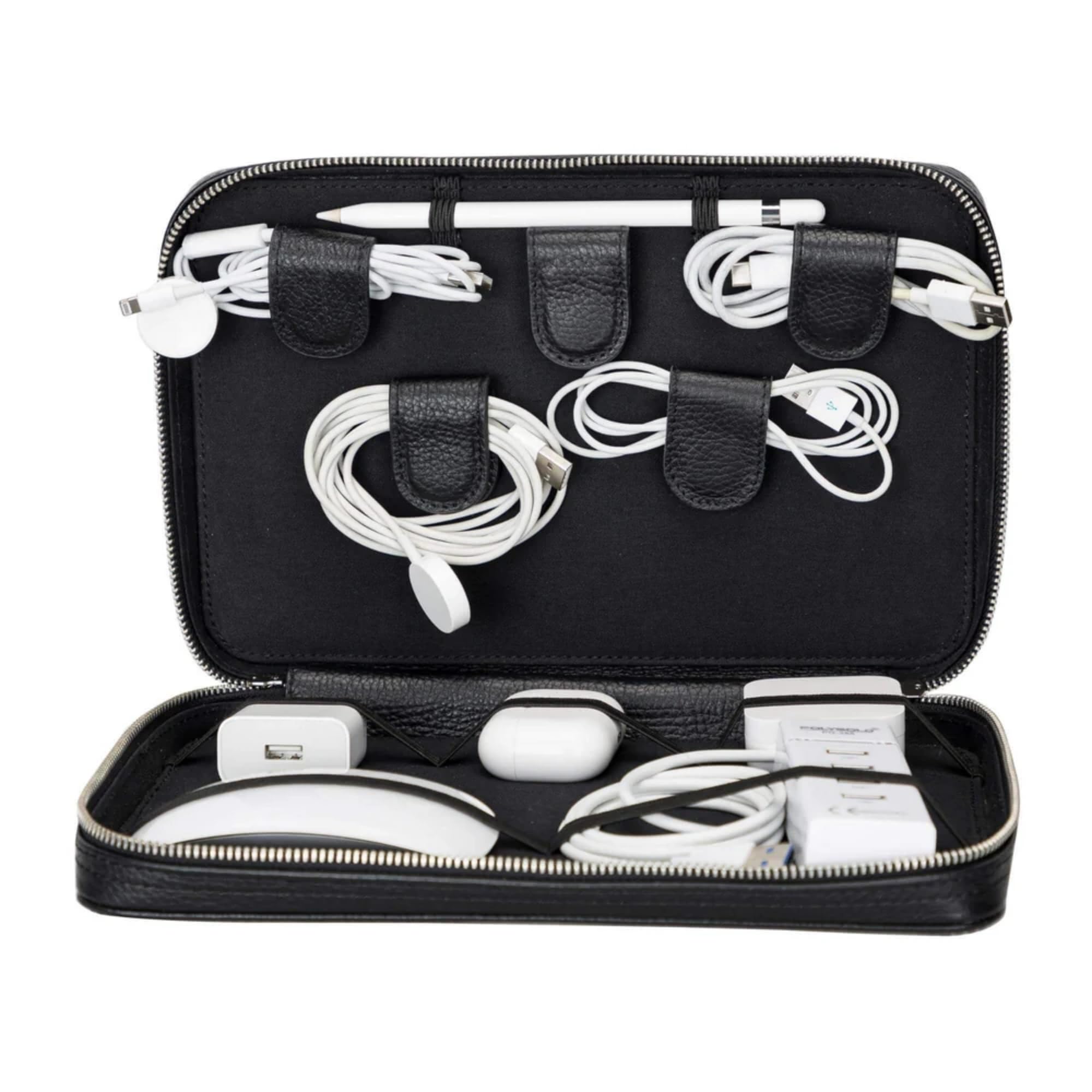 Handmade Full-Grain Leather Cable Organizer Bag