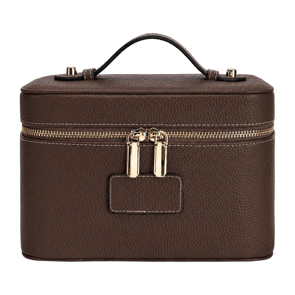 Leather Travel Makeup Case with Removable Divider
