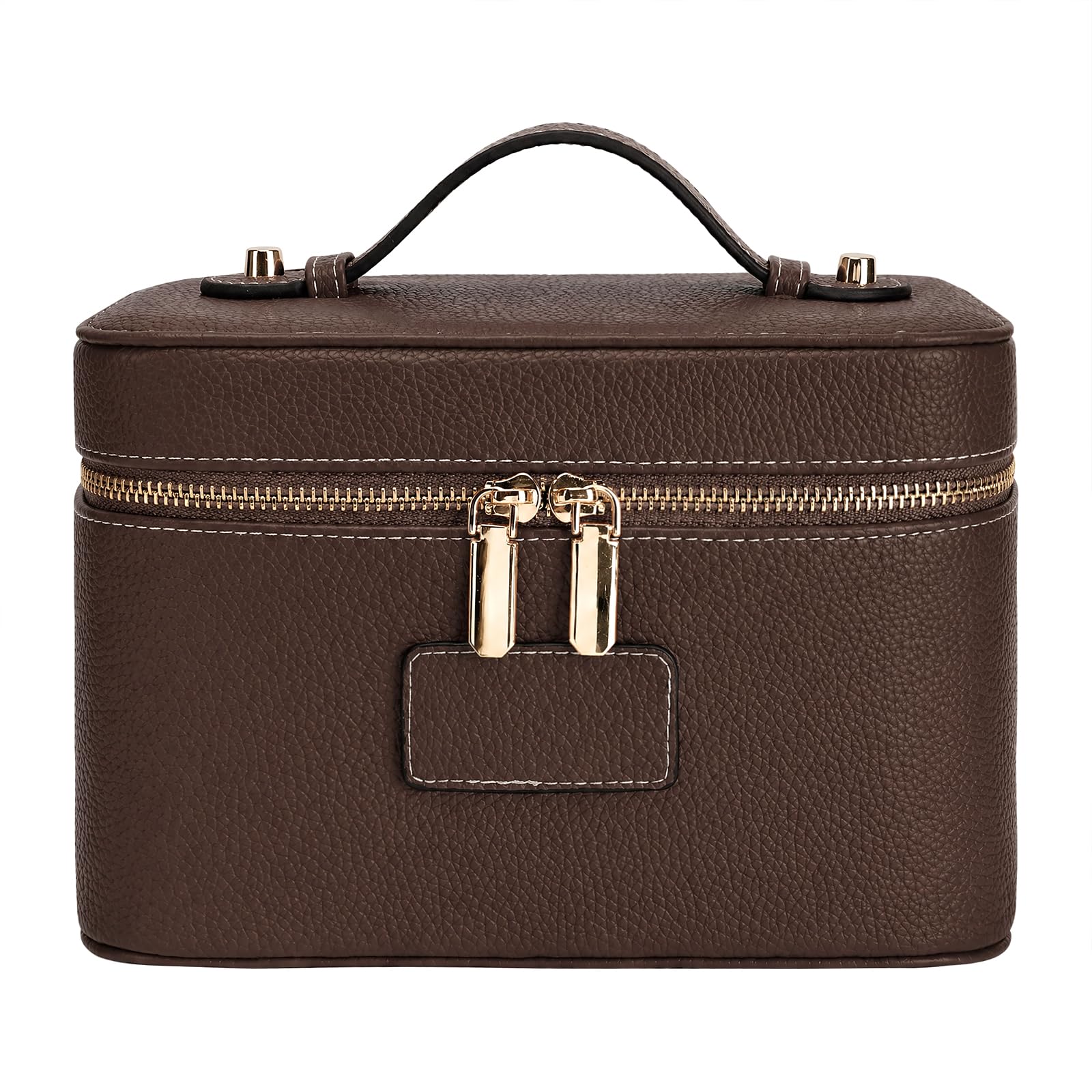 Leather Travel Makeup Case with Removable Divider