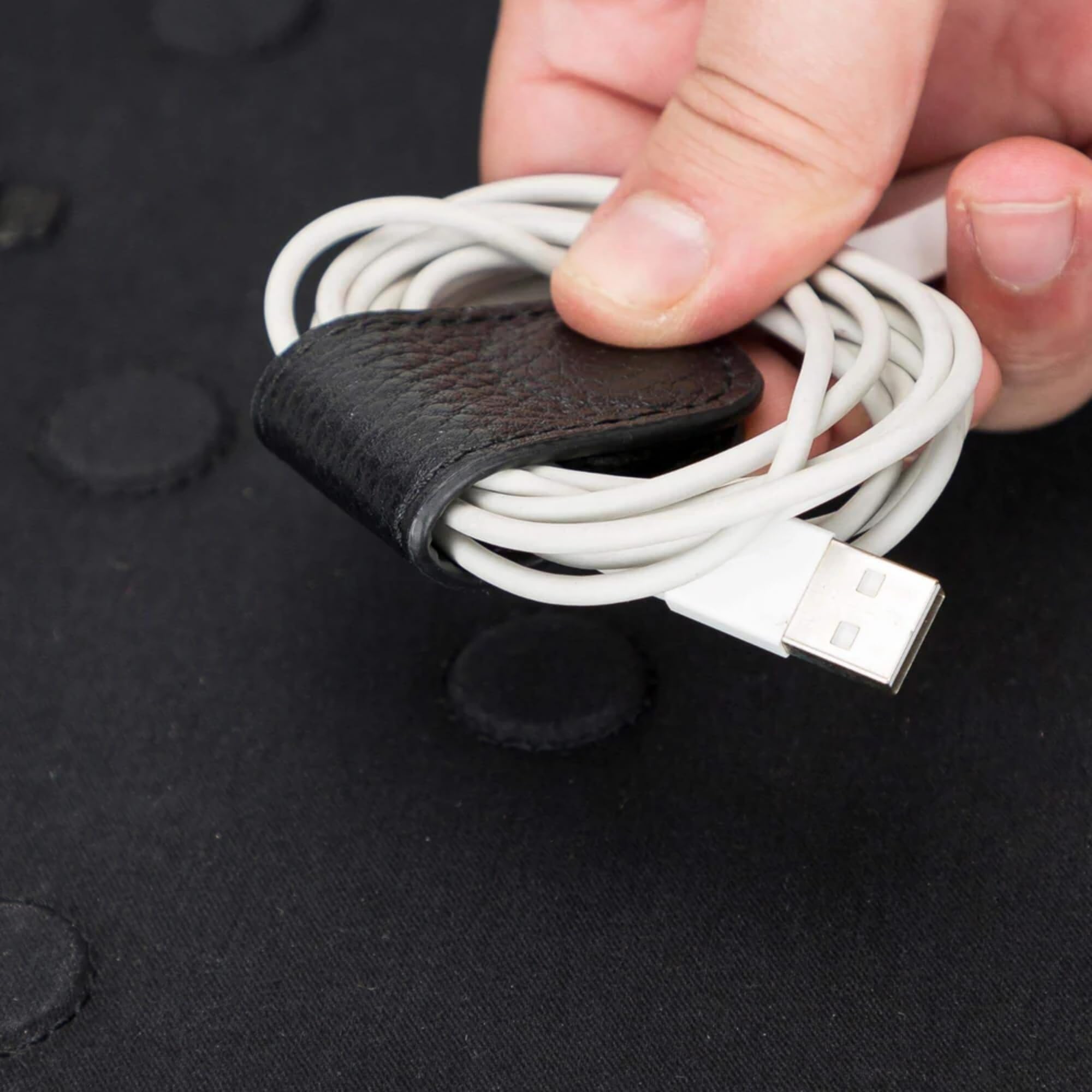 Handmade Full-Grain Leather Cable Organizer Bag