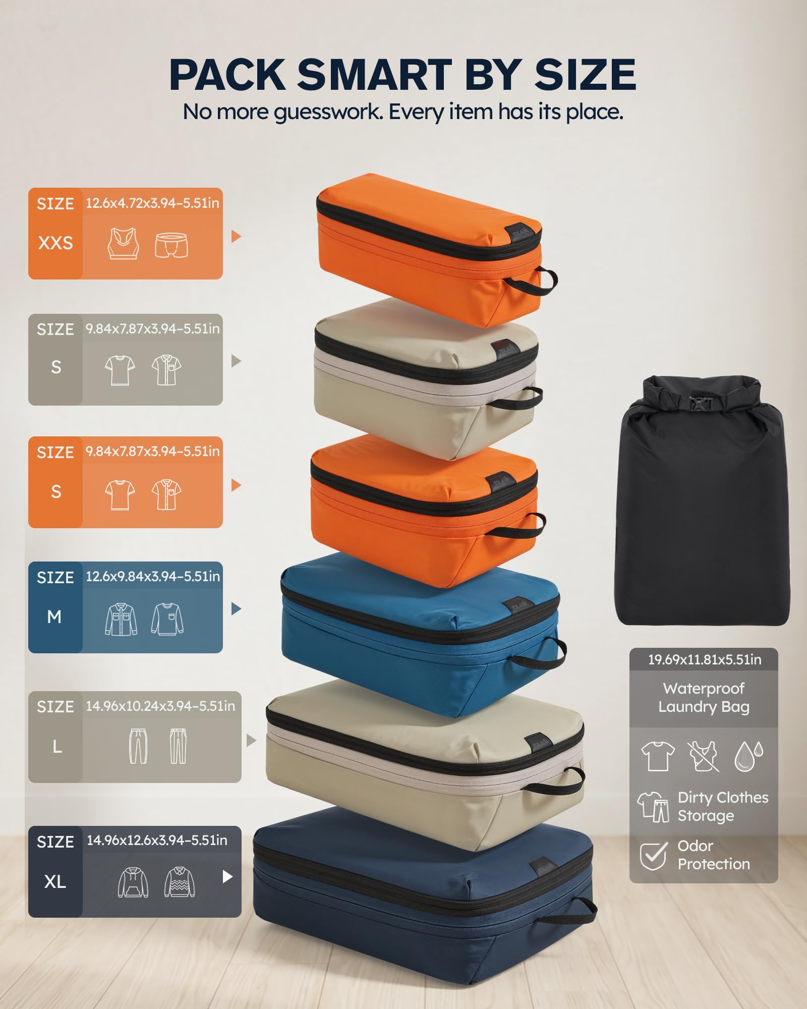 Tolaccea 20" 24" 28" Compression Packing Cubes Bundle