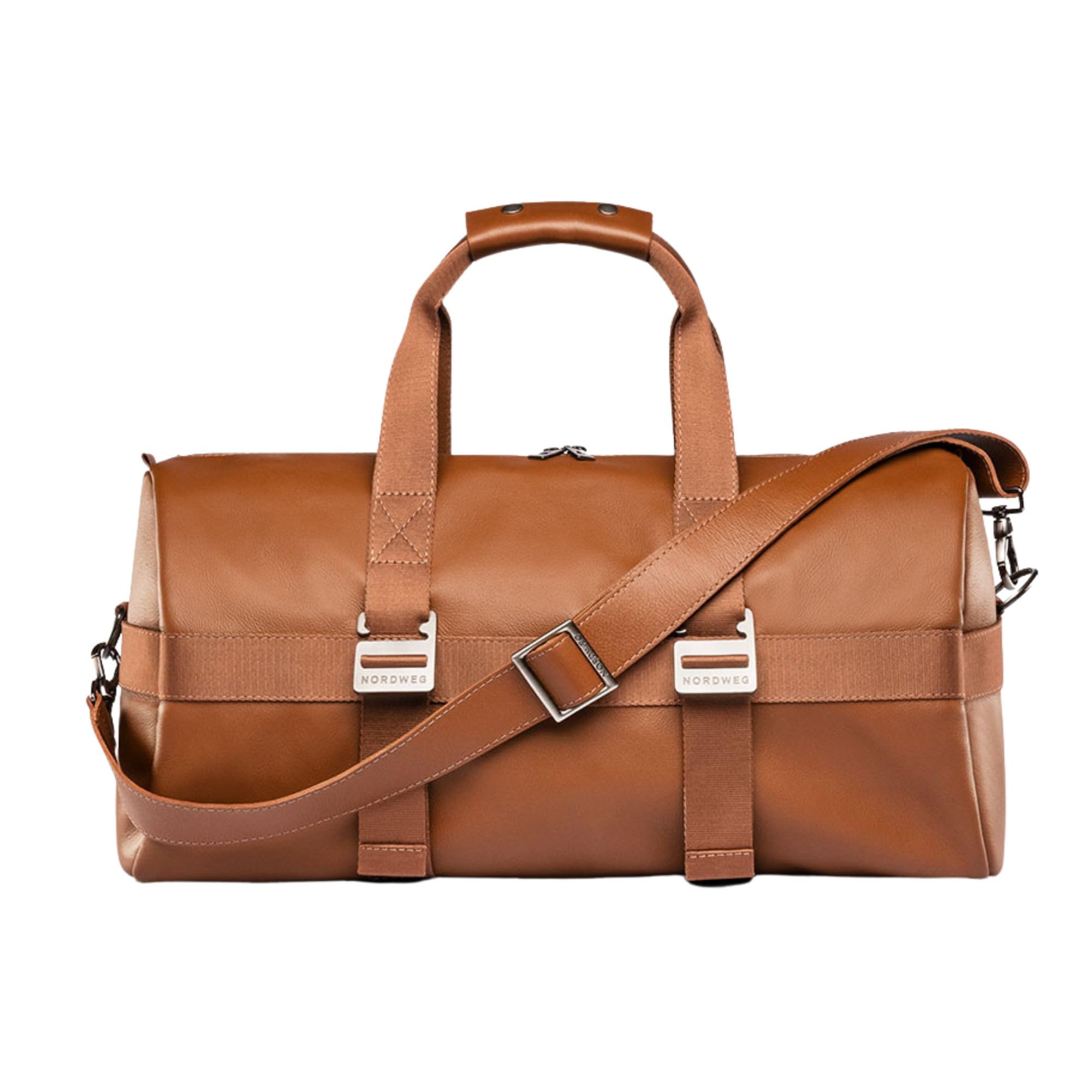 38L Leather Weekender Duffel Bag with Yoga Mat Straps