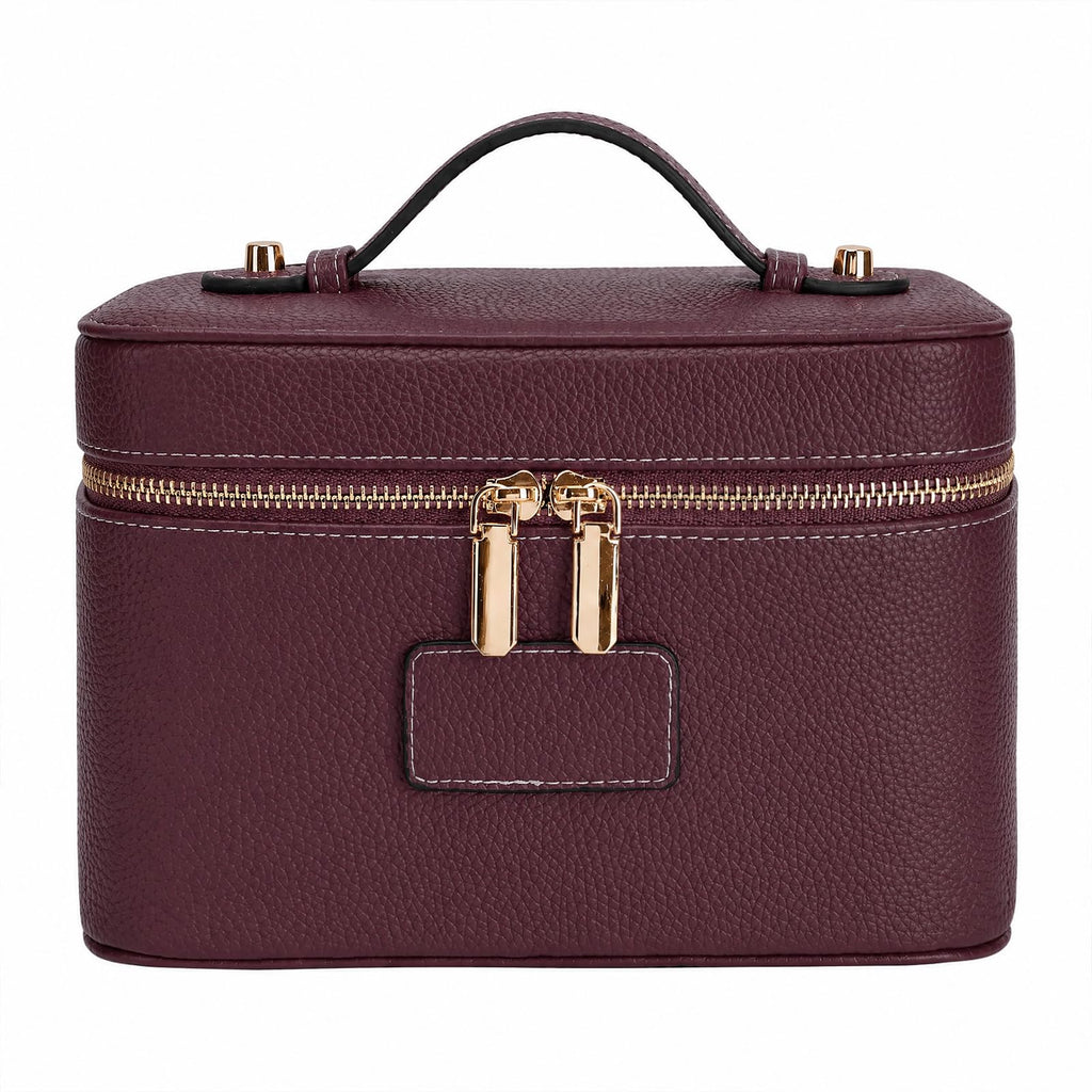 Leather Travel Makeup Case with Removable Divider