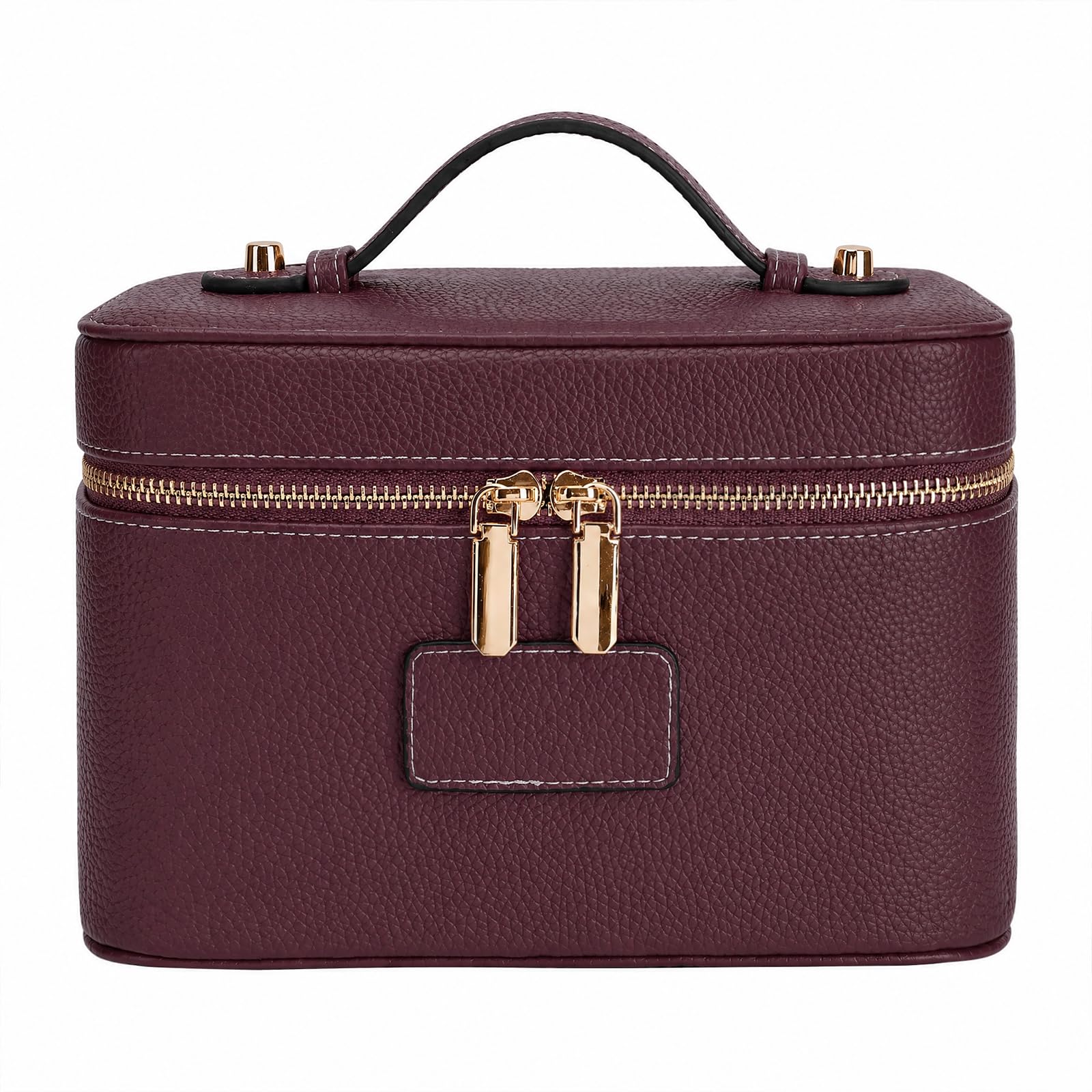 Leather Travel Makeup Case with Removable Divider