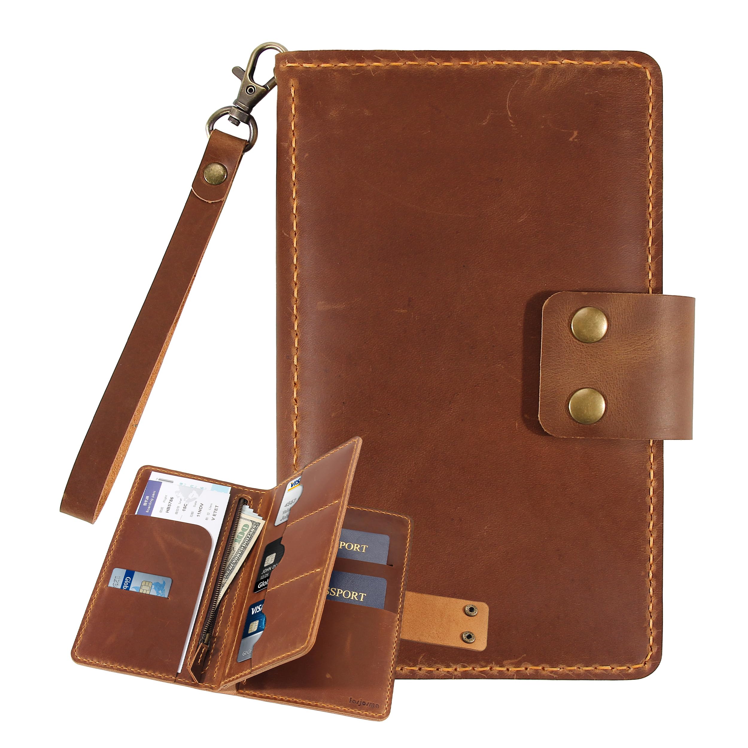 Handmade Leather Family Passport & Travel Document Organizer