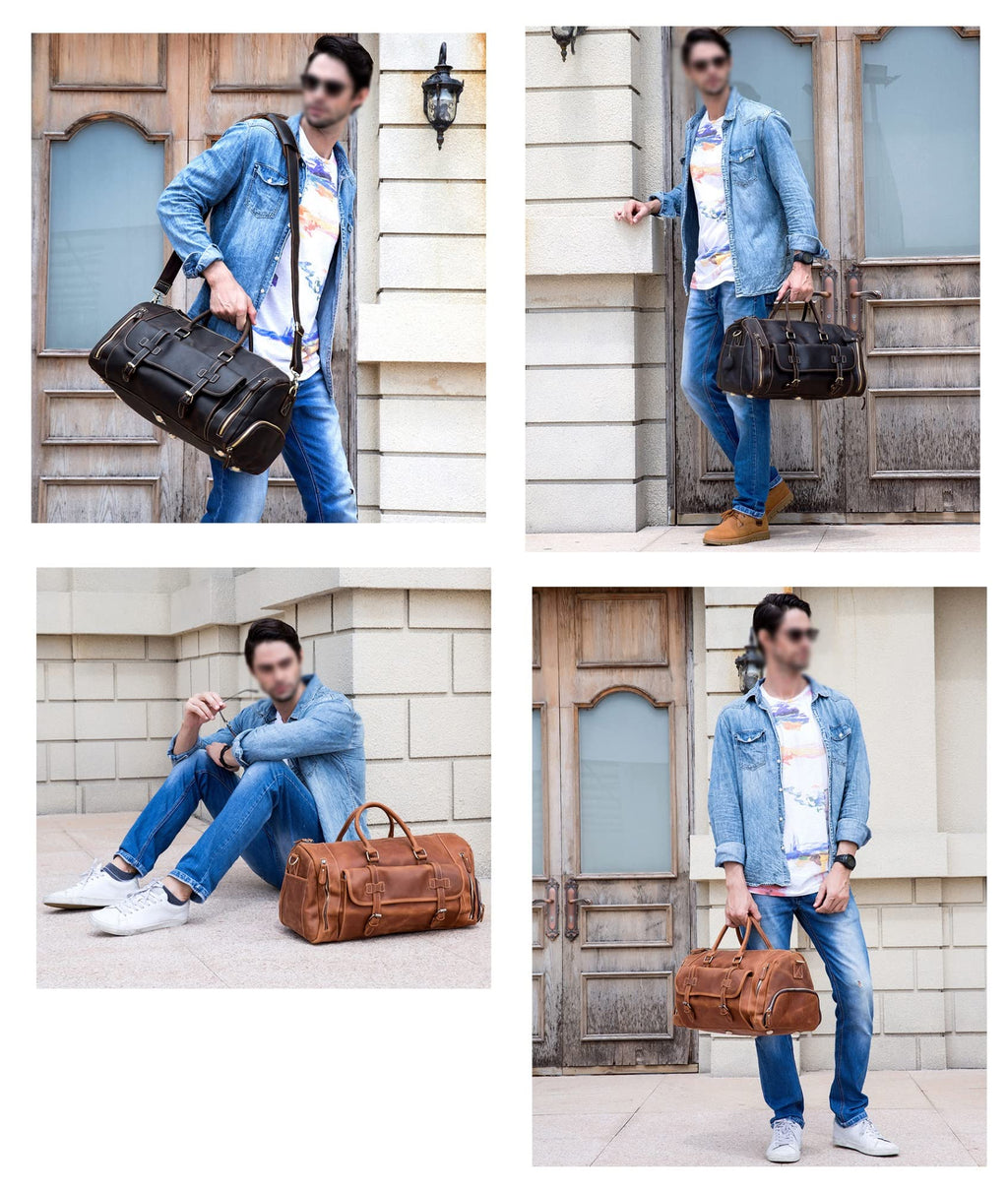 Handmade Leather Travel Duffel Bag