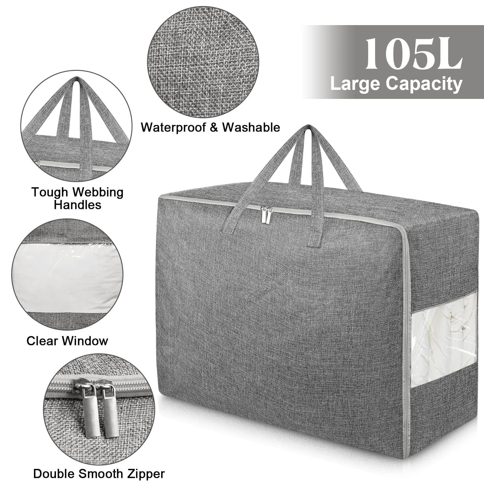Clear Window Storage Bag with Handle & Zipper