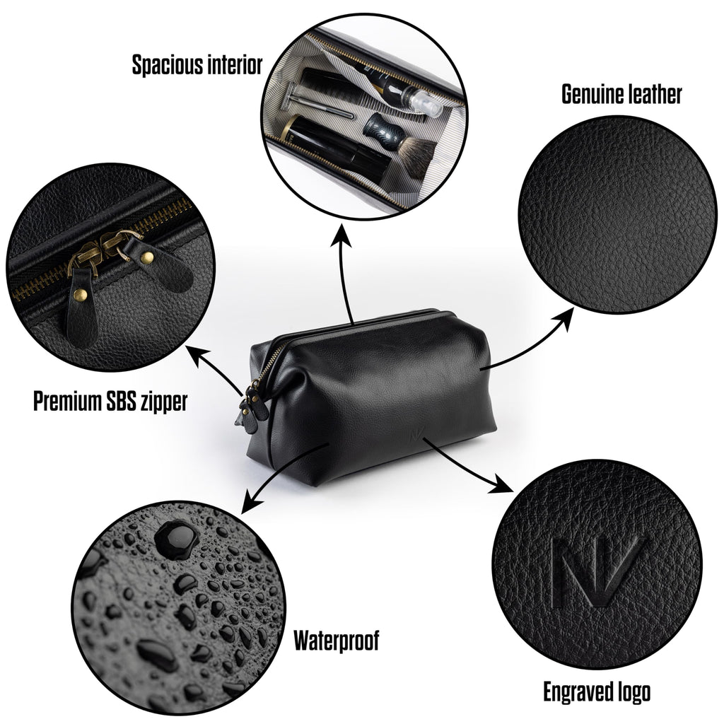 Men’s Genuine Leather Travel Toiletry Bag