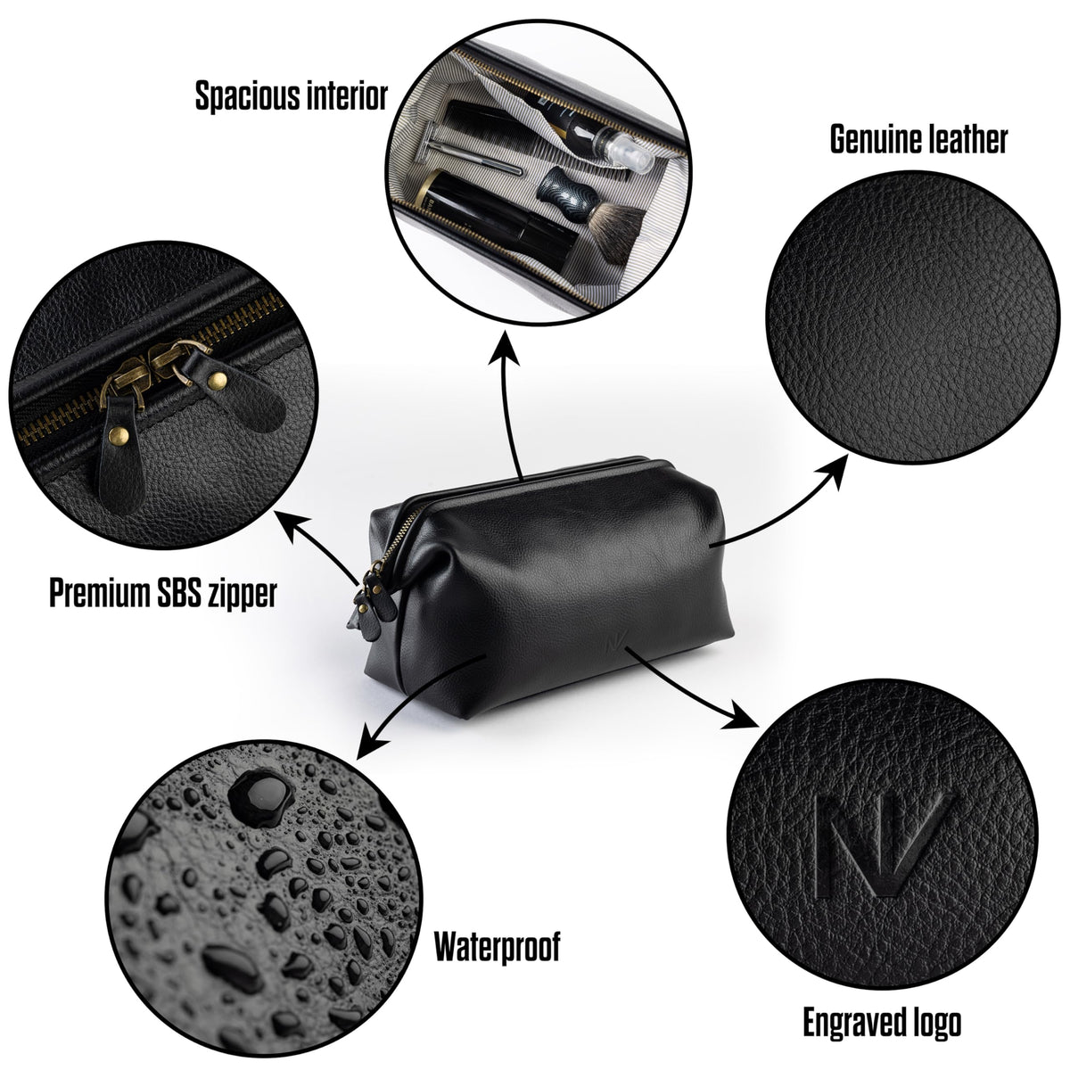 Men’s Genuine Leather Travel Toiletry Bag