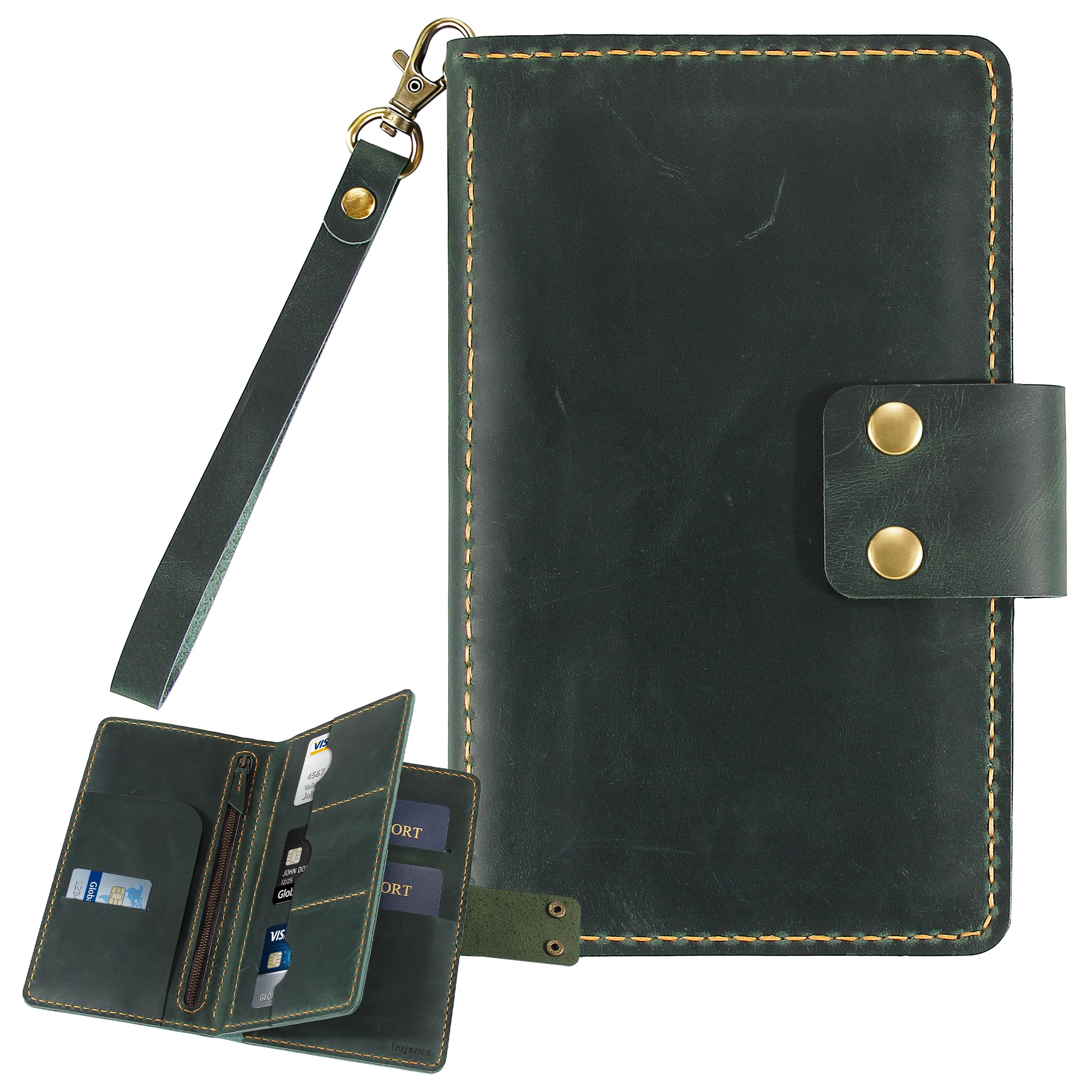 Handmade Leather Family Passport & Travel Document Organizer