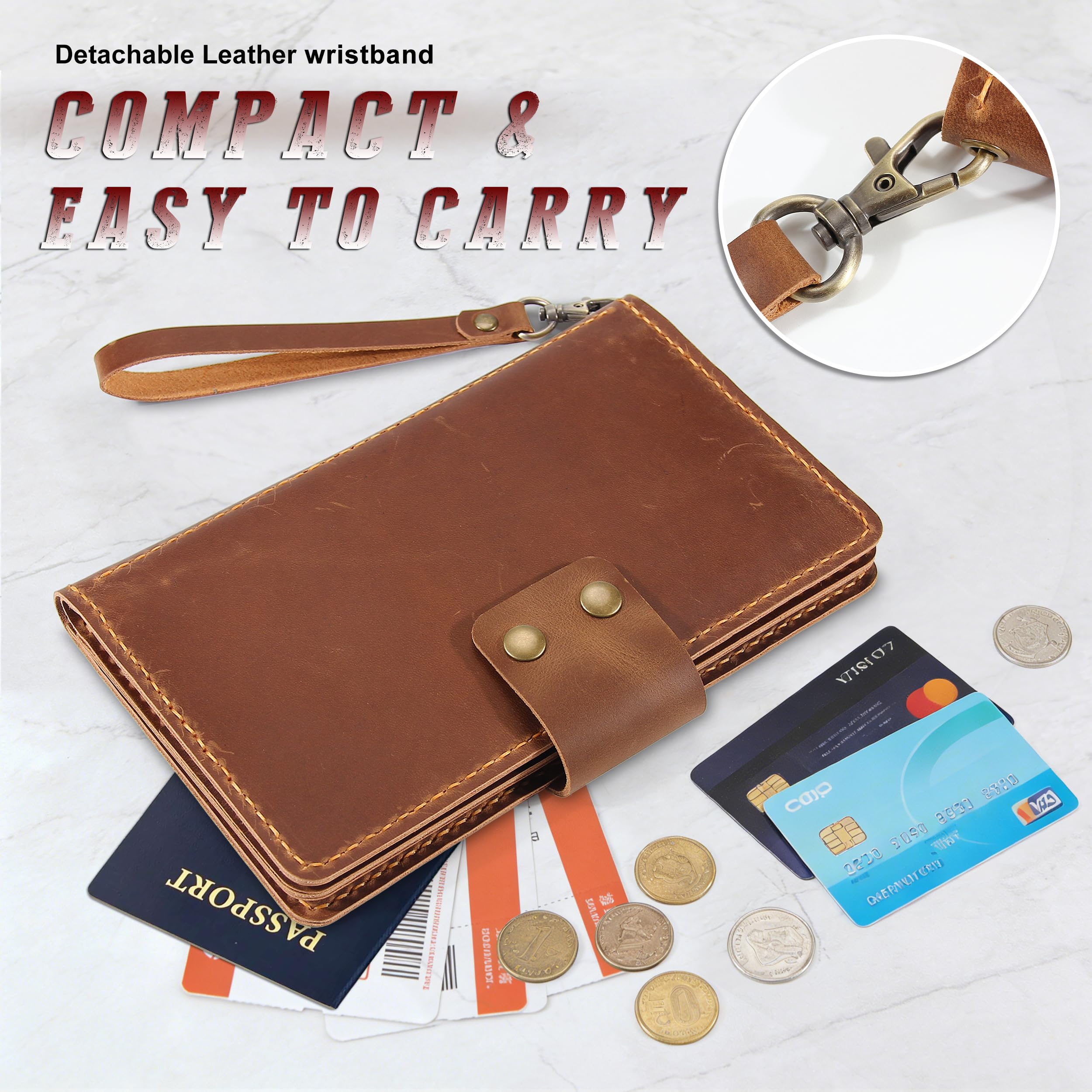 Handmade Leather Family Passport & Travel Document Organizer