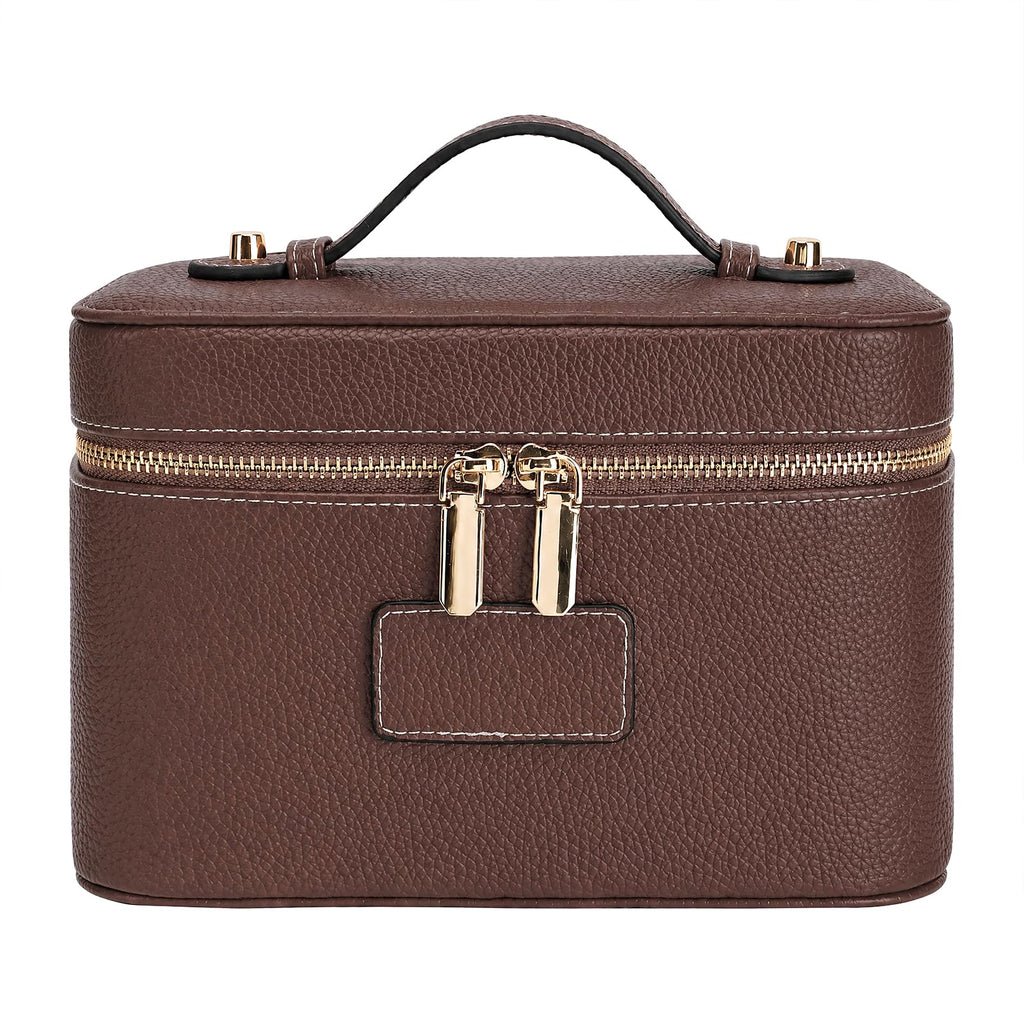 Leather Travel Makeup Case with Removable Divider