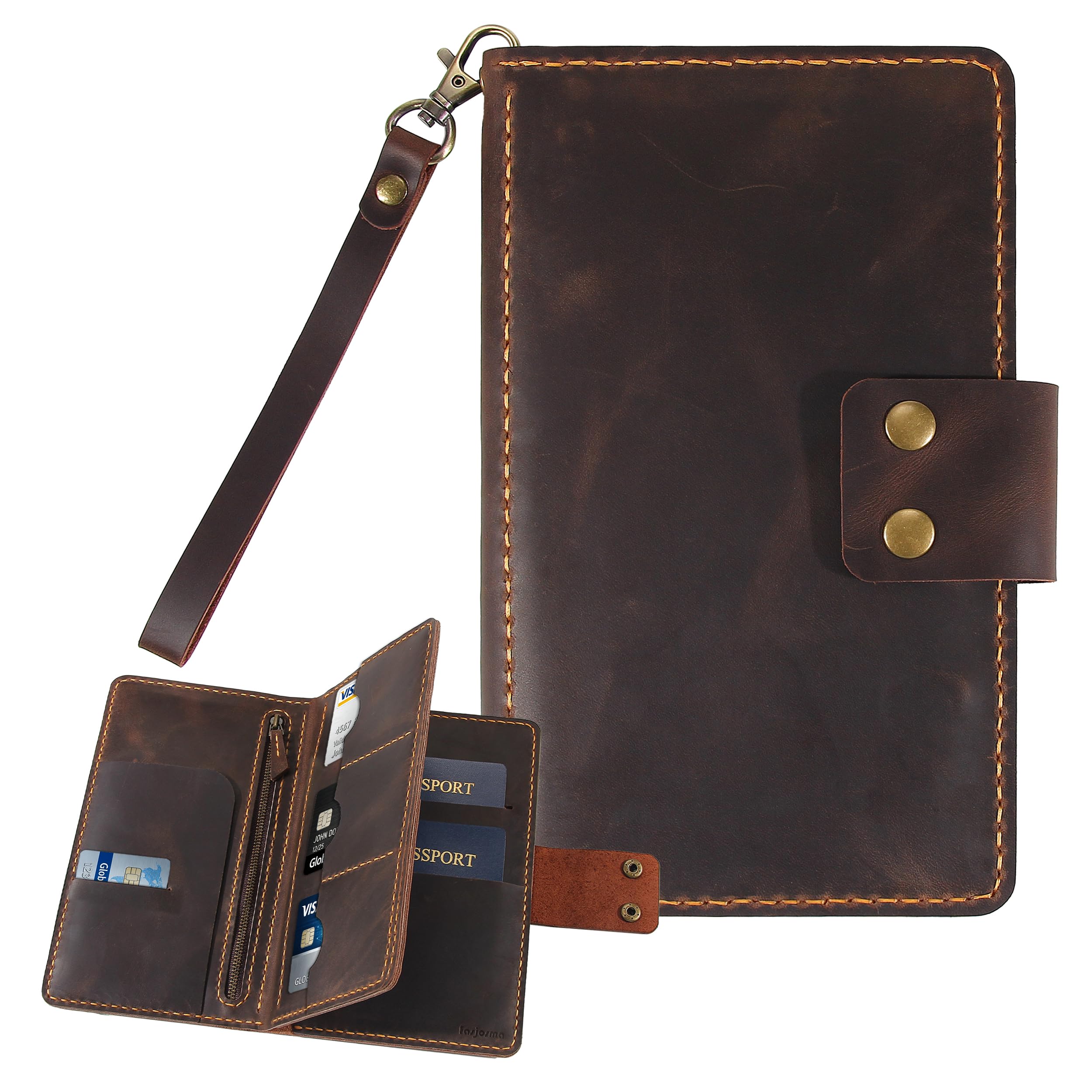 Handmade Leather Family Passport & Travel Document Organizer