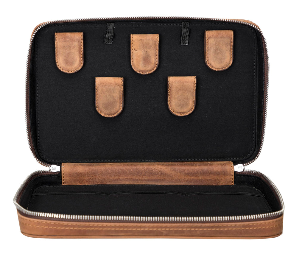 Full Grain Leather Travel Cable Organizer