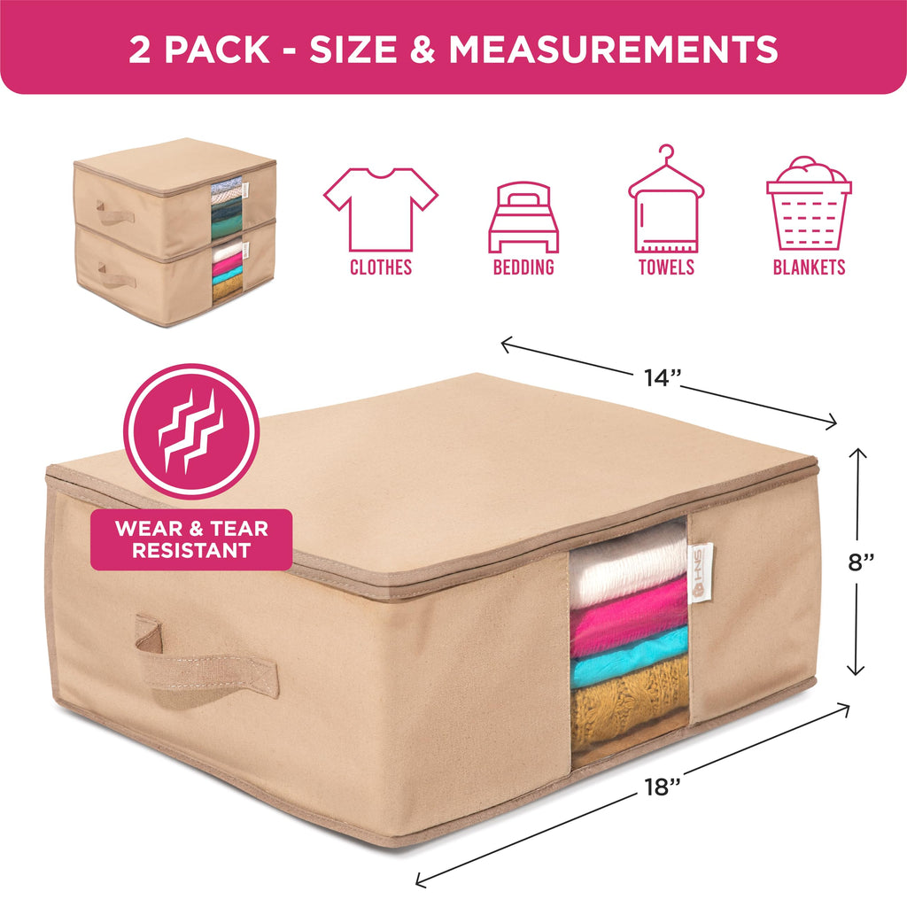 2-Piece Underbed Clothes & Bedding Storage Bag Set