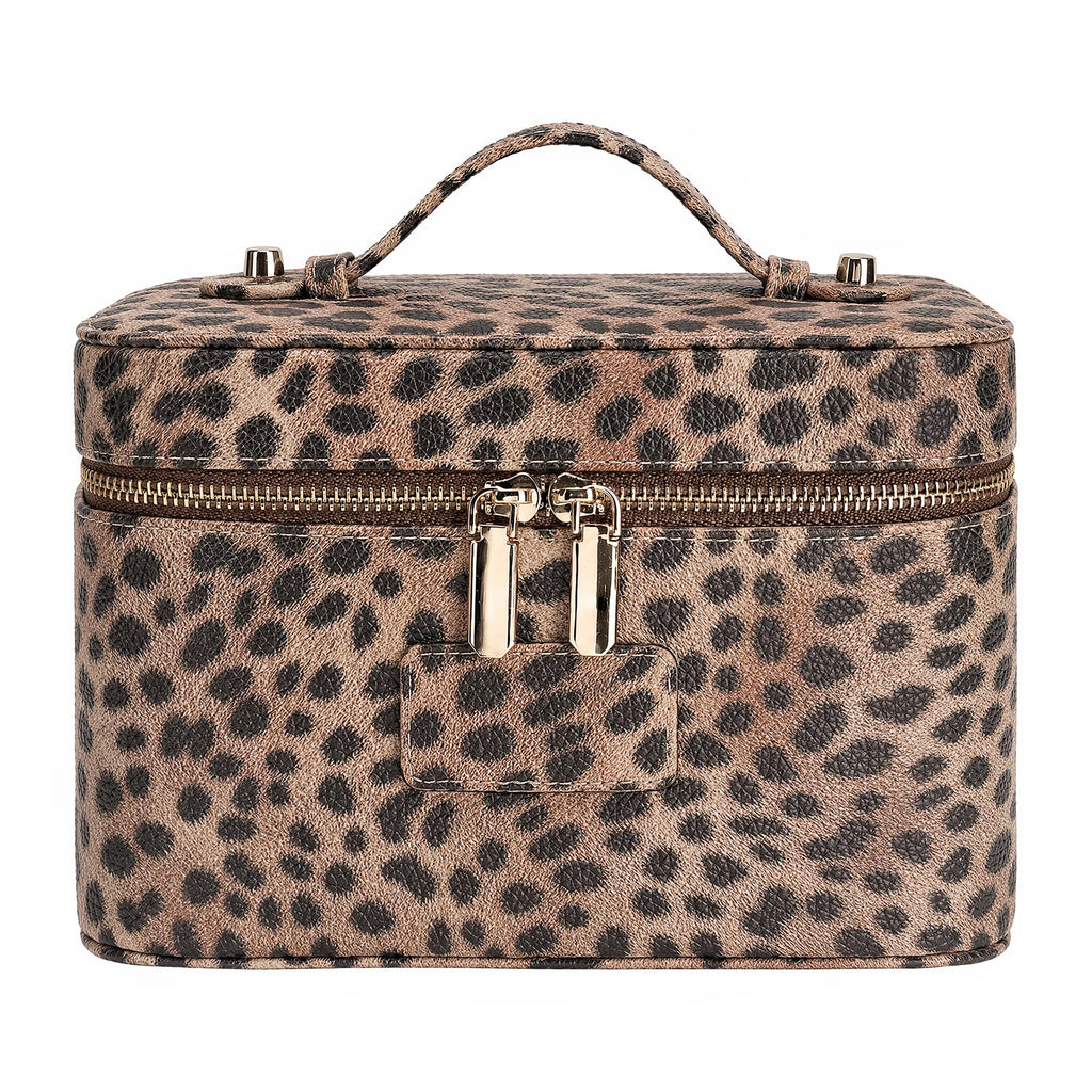 Leather Travel Makeup Case with Removable Divider