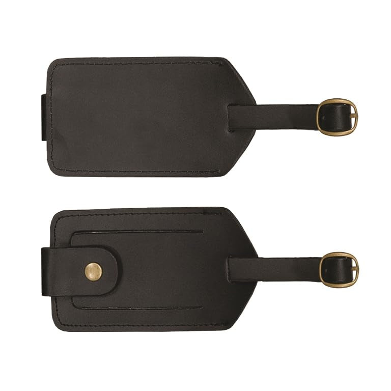 4.5 x 2.5 in. Bonded Leather Luggage Tag - Black